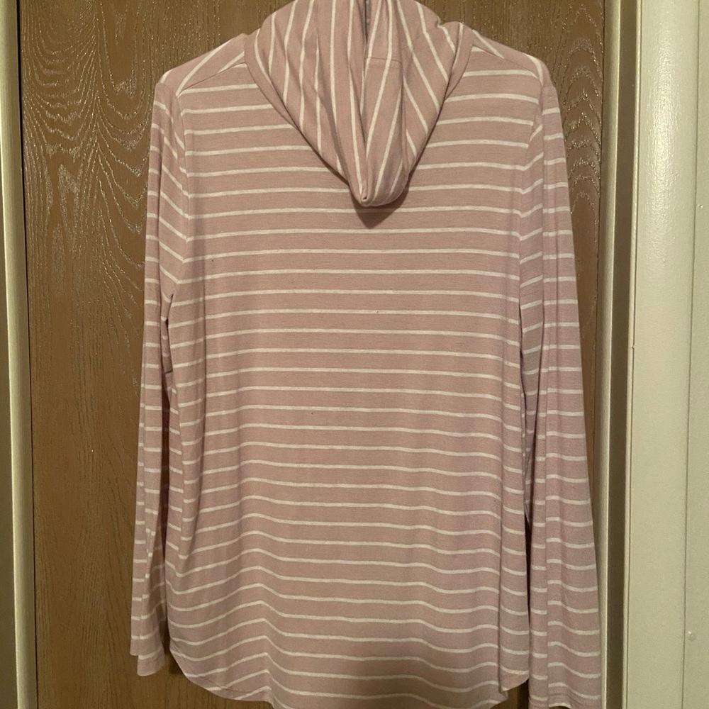 Striped cowl neck